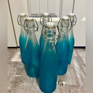 Decorative Glass Italian Dispenser Bottles, set of 6, NWOT